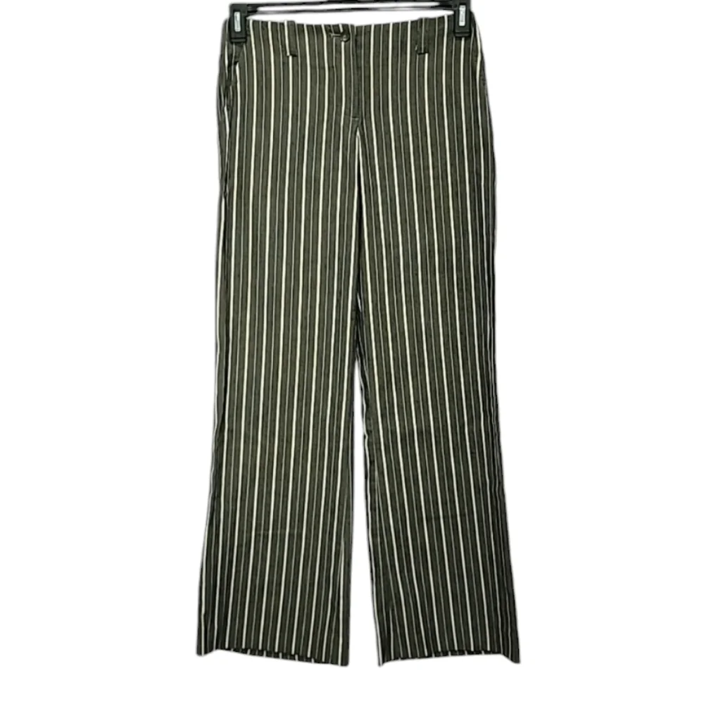 Trina Turk Women’s Black/Cream Striped Wide Leg Dress Pants‎ Size 4  W 28'